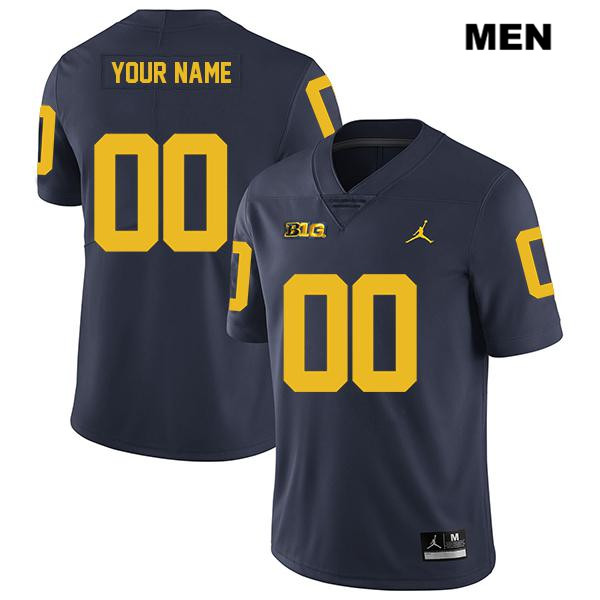 Men's NCAA Michigan Wolverines Custom #00 Navy Jordan Brand Authentic Stitched Legend Football College Jersey JV25A88YA